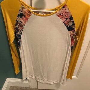 Long sleeve shirt with floral print arms